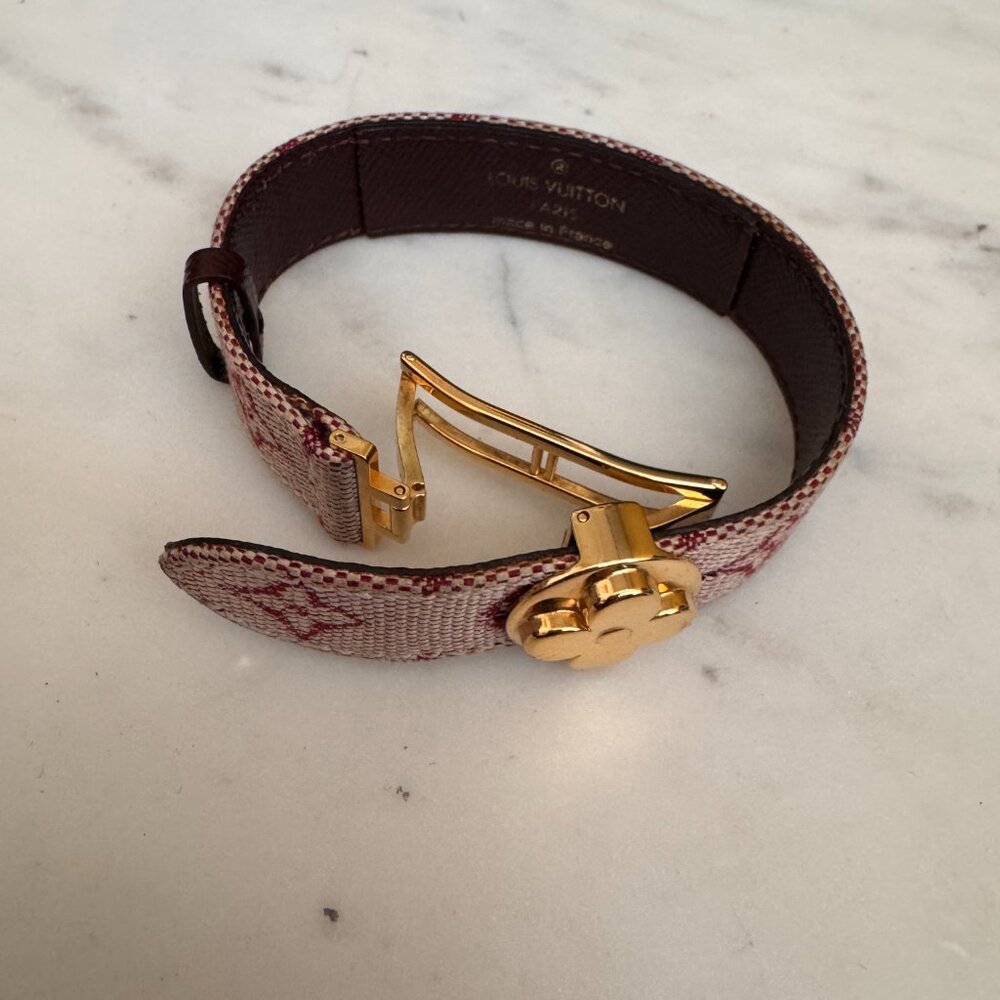 Louis Vuitton Monogram Bracelet with Gold-Tone Clasp - Pink/Red - Picture 2 of 5